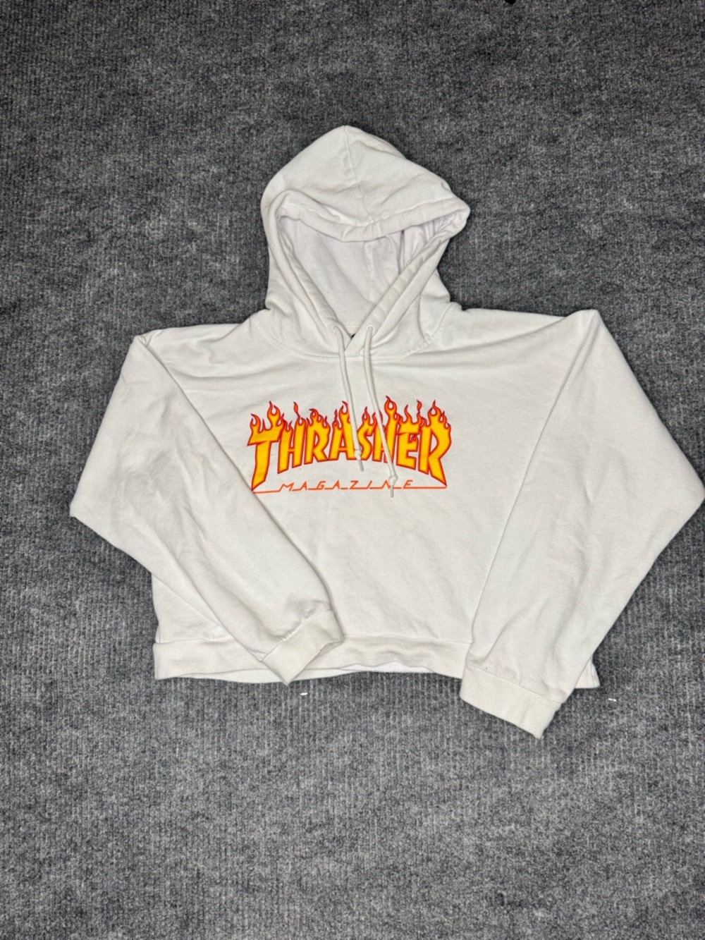Y2K Vtg Thrasher Custom Reworked Crop Hoodie Sz S, Streetwear, 2000s, Skateboard